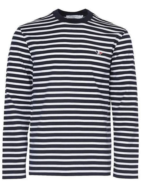 Fox Logo Stripe Long Sleeve T-Shirt Navy - MAISON KITSUNE - BALAAN 2