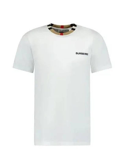 Logo Striped Neck Short Sleeve T-Shirt White - BURBERRY - BALAAN 2