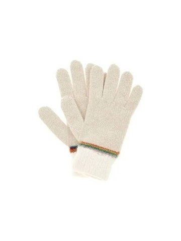 Women's Hairy Striped Wool Gloves Melange Beige 270433 - PAUL SMITH - BALAAN 1