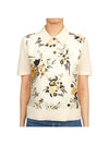 Women's Silk Front Polo Shirt Cream - TORY BURCH - BALAAN 1