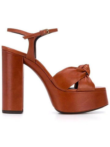 Women's Bianca Platform Sandals Heel Brown - SAINT LAURENT - BALAAN 1