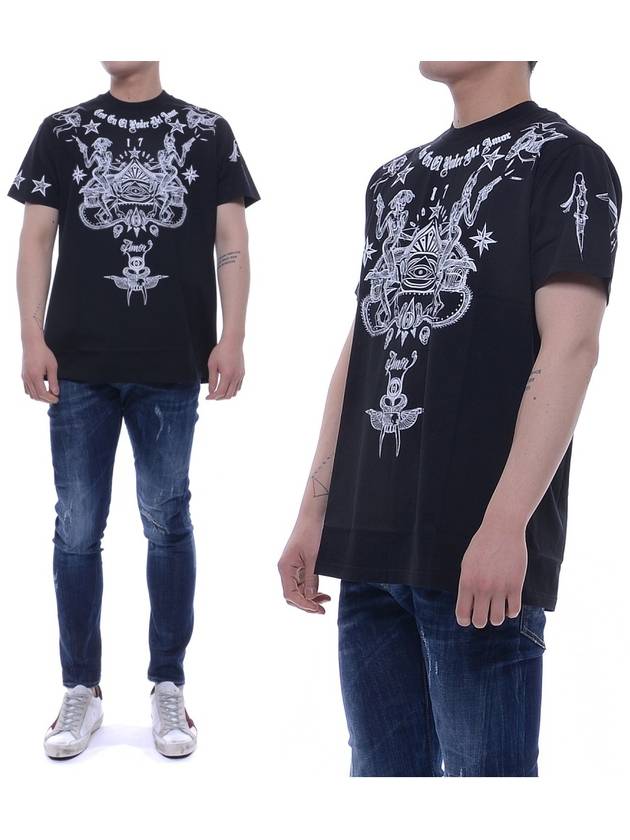 Tattoo Print Cotton Short Sleeve T-Shirt Black - GIVENCHY - BALAAN 2