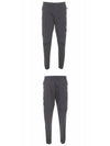 Garment Dyed Cotton Wool Satin Cargo Track Pants Grey - STONE ISLAND - BALAAN 5