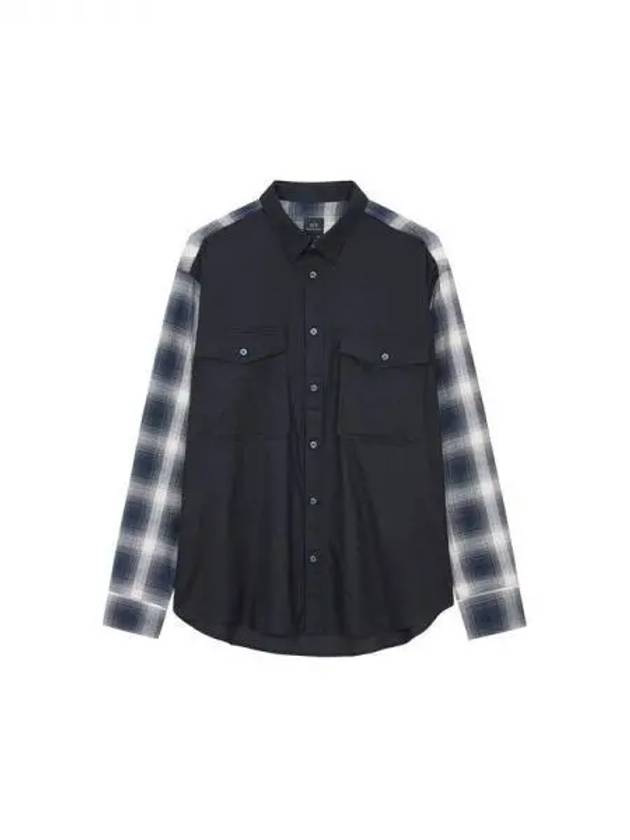 Men s check color scheme loose fit shirt dark navy 271221 - ARMANI EXCHANGE - BALAAN 1