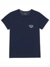 Denise Embroidered Short Sleeve T-shirt Navy - A.P.C. - BALAAN 2