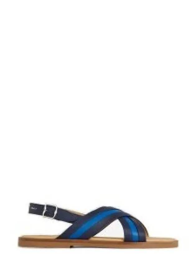 Crossover Strap Leather Sandals Black Blue - BALLY - BALAAN 2