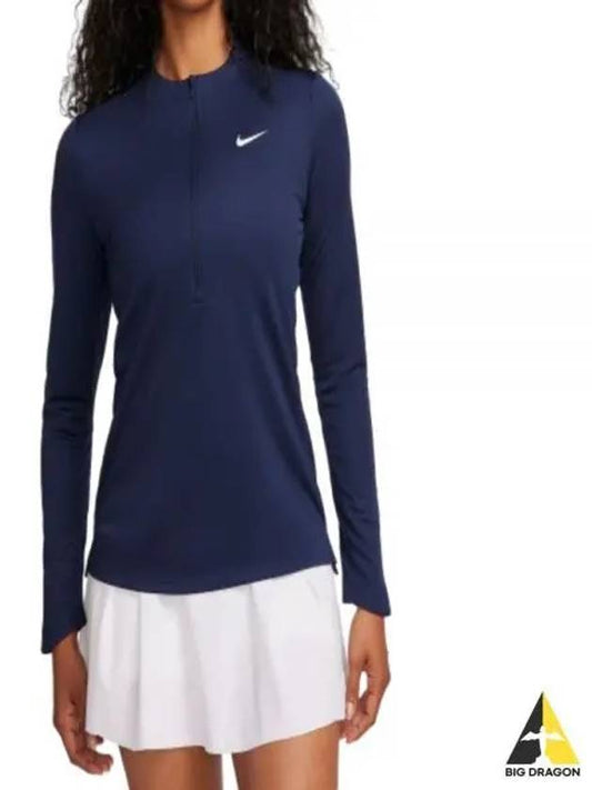 Women's Dri Fit UV Advantage Half Zip Long-Sleeve T-Shirt Navy - NIKE - BALAAN 2