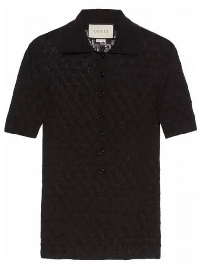 GG Cotton Silk Blend Polo Shirt Black - GUCCI - BALAAN 2