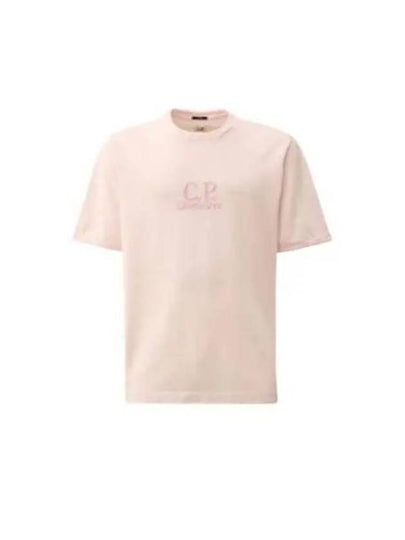 Tacting Piquet Logo Short Sleeve T-Shirt Pink - CP COMPANY - BALAAN 2