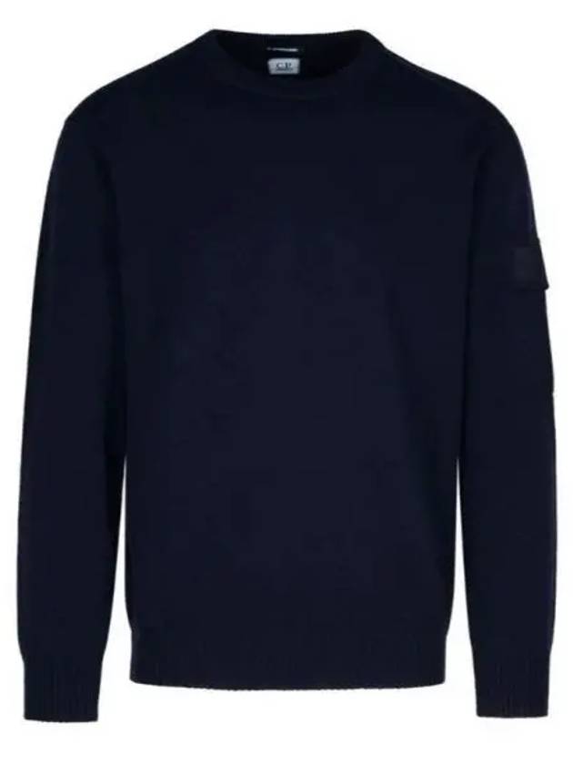 Merino Wool Crew Neck Knit Top Navy - CP COMPANY - BALAAN 2