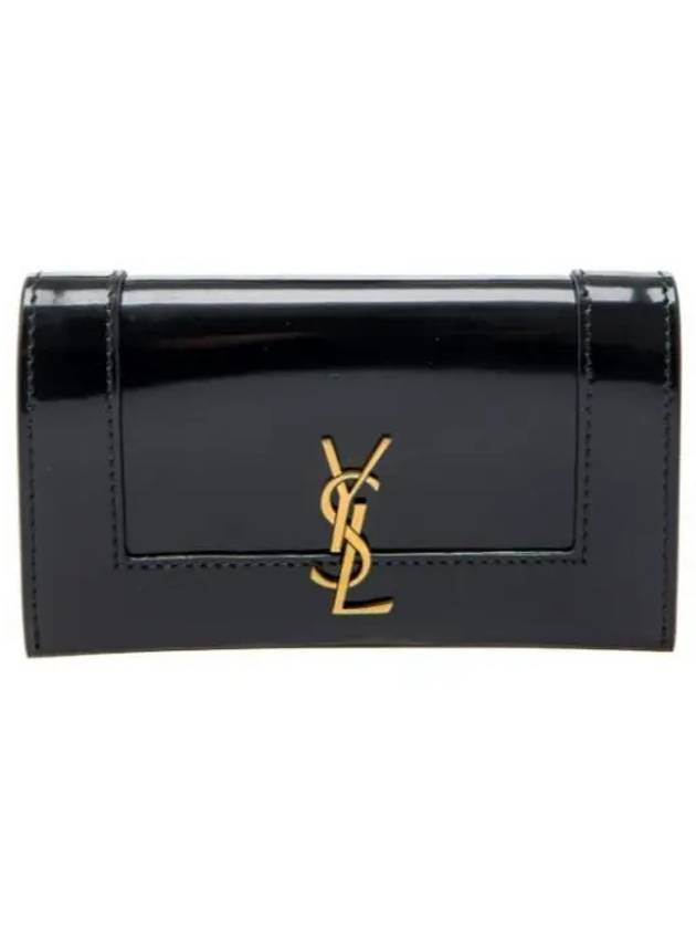 Women's Gold Logo Long Wallet Black - SAINT LAURENT - BALAAN 2