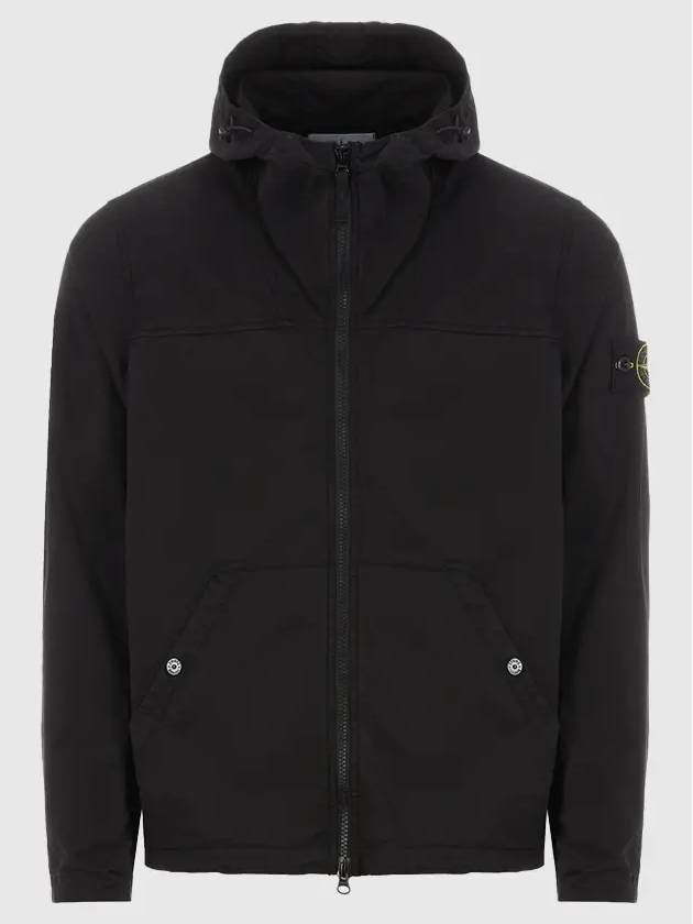 Supima Cotton Twill Stretch-TC Over Hooded Jacket Black - STONE ISLAND - BALAAN 2