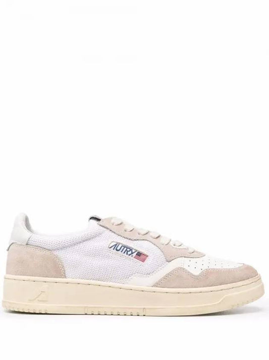 Men's Medalist Mesh Suede Low Top Sneakers White - AUTRY - BALAAN 1