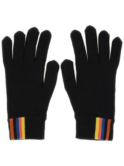 Artist Striped Ribbed Merino Wool Gloves Black - PAUL SMITH - BALAAN 2