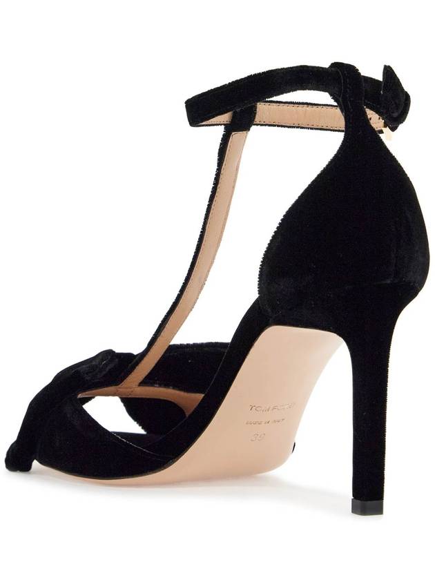 black medium heeled viscose sandals with golden buckle - TOM FORD - BALAAN 3