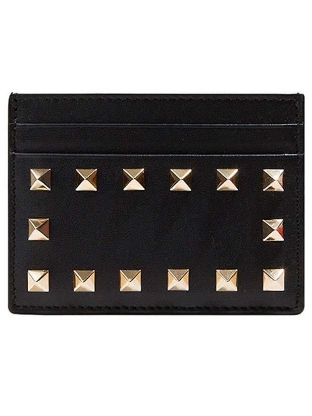 Calfskin Rockstud Card Wallet Black TW2P0486BOL16U - VALENTINO - BALAAN 1