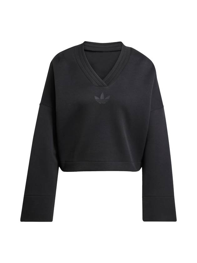 Deep V-Neck Sweatshirt Black - ADIDAS - BALAAN 1