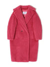 Women's Double Breasted Alpaca Wool Teddy Shearling Coat Pink - MAX MARA - BALAAN 6