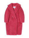 Women's Double Breasted Alpaca Wool Teddy Shearling Coat Pink - MAX MARA - BALAAN 2