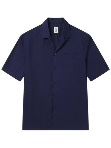 Cotton overfit short sleeve shirt navy - SOLEW - BALAAN 1