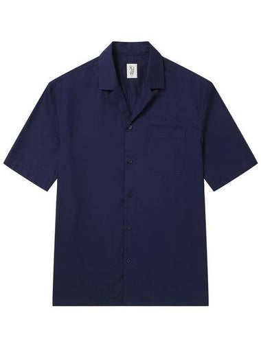 Cotton Overfit Short Sleeve Shirt Navy - SOLEW - BALAAN 1