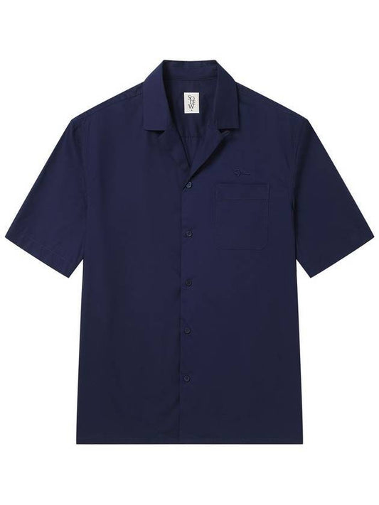 Cotton overfit short sleeve shirt navy - SOLEW - BALAAN 1