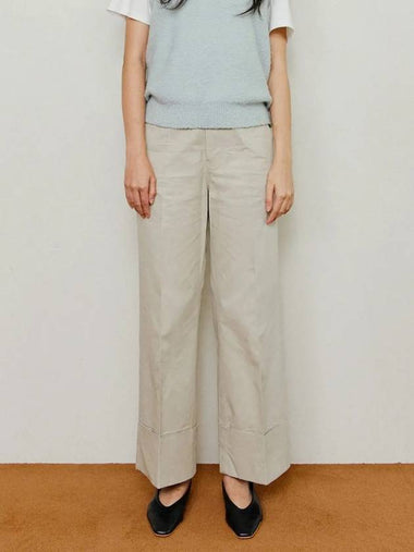 Aude Turn Up Cuff Straight Pants Beige - LESEIZIEME - BALAAN 1