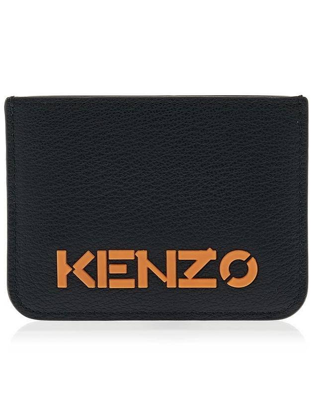 Logo Calf Leather Card Wallet Black - KENZO - BALAAN 2