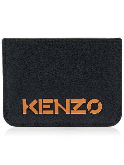 Logo Calf Leather Card Wallet Black - KENZO - BALAAN 2