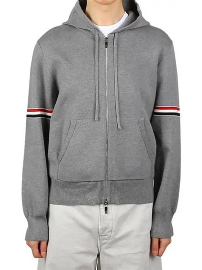 Cotton Milano Armband Zip Up Hoodie Light Grey - THOM BROWNE - BALAAN 2