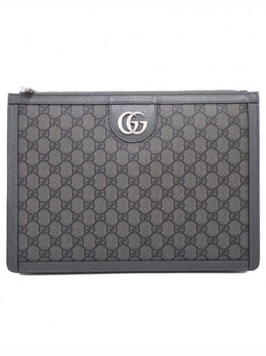 Women s Gucci 674078 Gray Black GG Supreme Canvas Portfolio Case Clutch gt Pouch Gangbuk used luxury goods - GUCCI - BALAAN 1