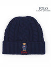 Polo Bear Cable Knit Beanie Navy - POLO RALPH LAUREN - BALAAN 3