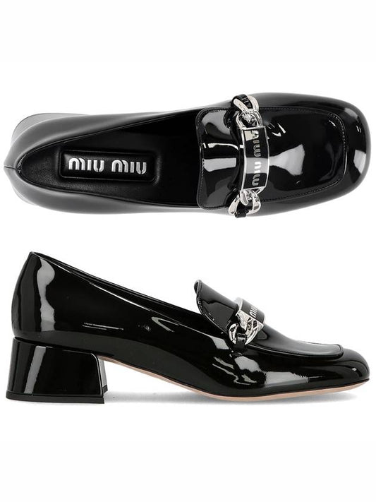 Metal Logo Patent Loafer Heels Black - MIU MIU - BALAAN 2