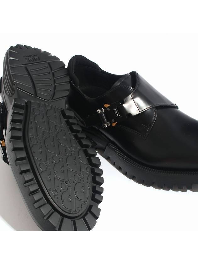 Buckle Detail Leather Monk Derby Black - DIOR - BALAAN 7