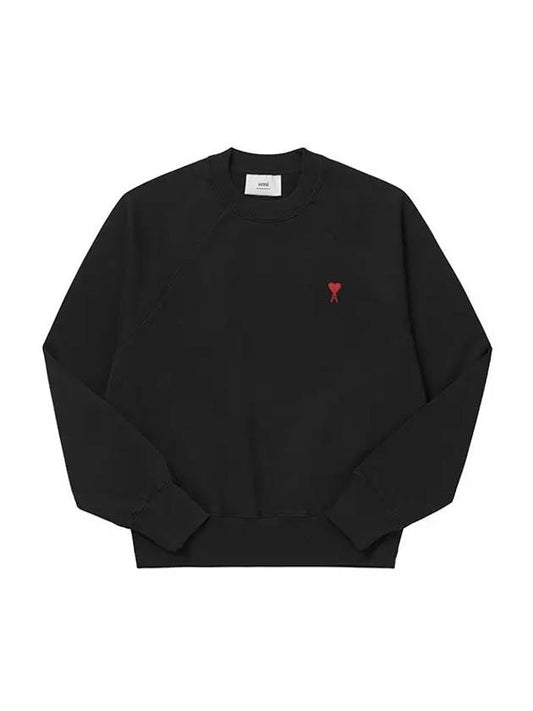 Small Heart Logo Sweatshirt Black - AMI - BALAAN 1