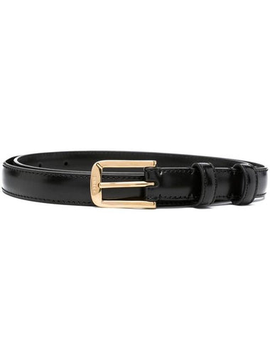 18mm Triomphe Taurillon Leather Belt Black - CELINE - BALAAN 1