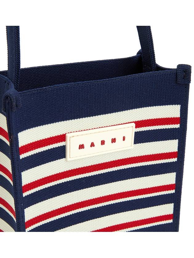 Jacquard Stripe Mini Shoulder Bag Navy - MARNI - BALAAN 8