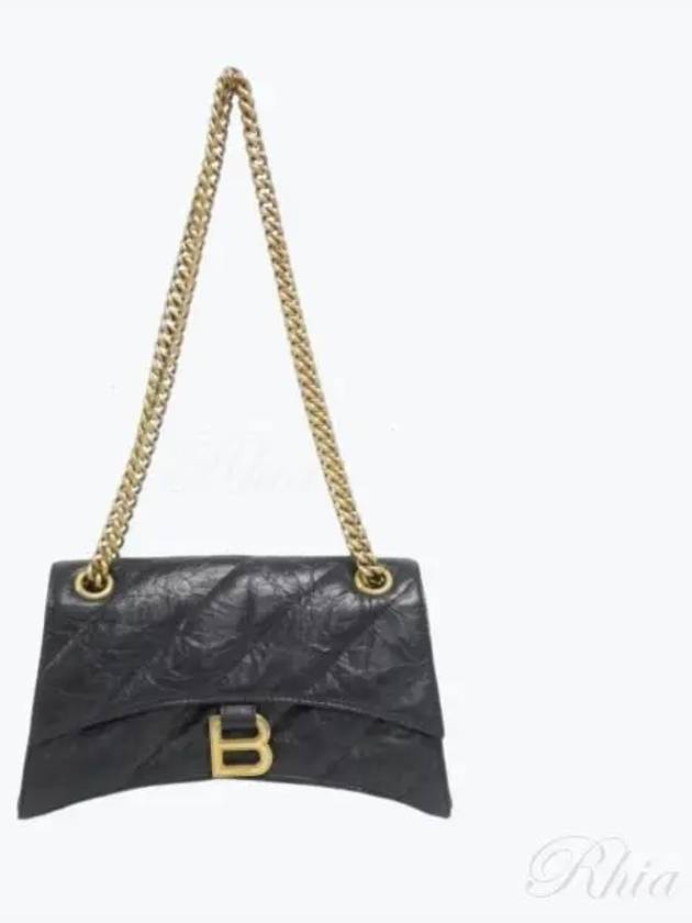 Crush Chain Strap Small Leather Shoulder Bag Gold Black - BALENCIAGA - BALAAN 2