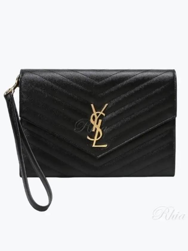 Grain De Poudre Cassandre Clutch Bag Black - SAINT LAURENT - BALAAN 2