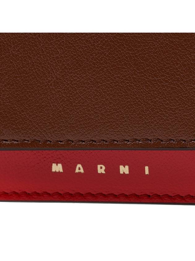 Logo Leather Half Wallet Brown - MARNI - BALAAN 7