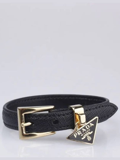 triangle logo saffiano bracelet black - PRADA - BALAAN 2