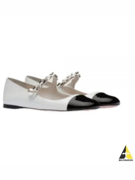 Patent Leather Ballerina Black White - MIU MIU - BALAAN 2