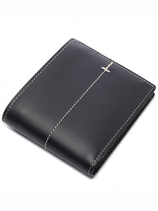 Men's Bi-Fold Stitch Half Wallet Black - TOD'S - BALAAN 6