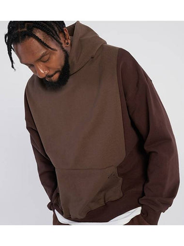 Center incision oversized fit hoodie Brown - TENER - BALAAN 1