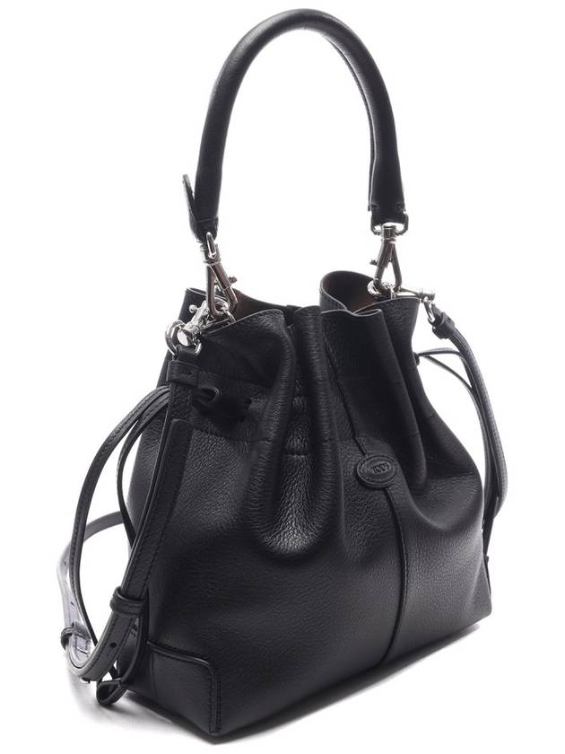 Di Mini Drawstring Leather Bucket Bag Black - TOD'S - BALAAN 4