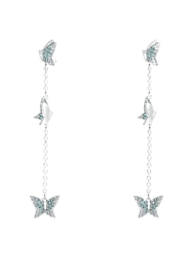 Lilia Butterfly Drop Earrings Blue Silver - SWAROVSKI - BALAAN 1