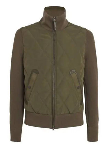 Front Down Padded Zip Up Jacket Green - TOM FORD - BALAAN 1