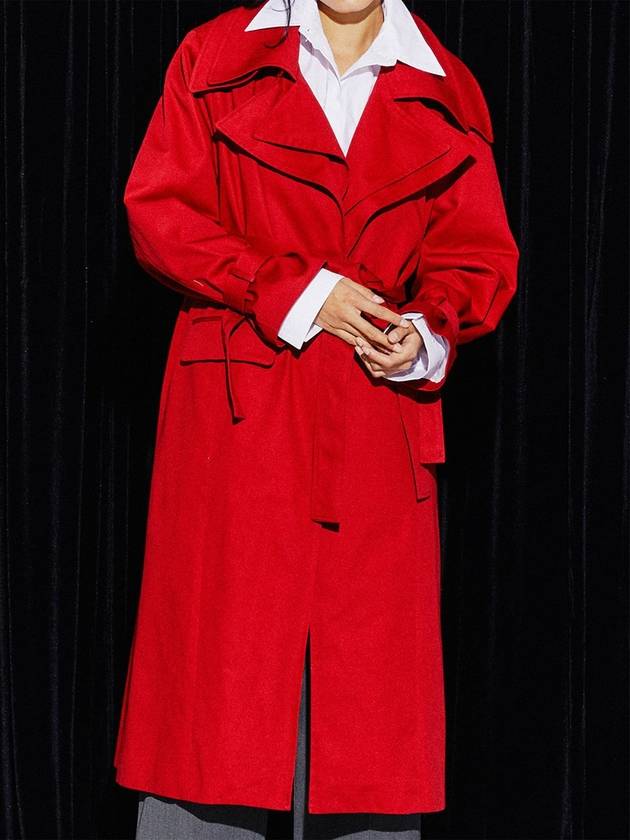 COTTON TWILL TRENCH COAT RED - KIMDOH - BALAAN 4