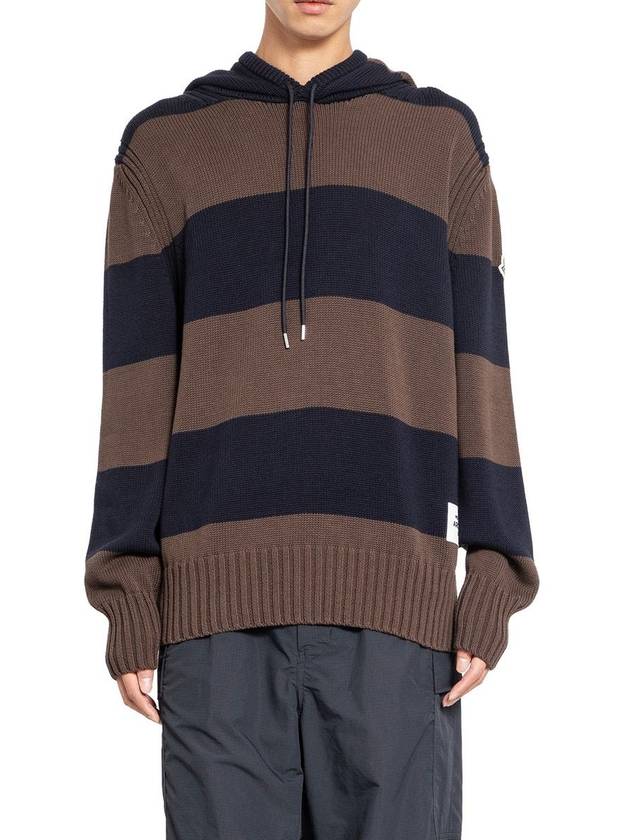 Striped Cotton Cord Hoodie Blue Brown - MONCLER - BALAAN 2