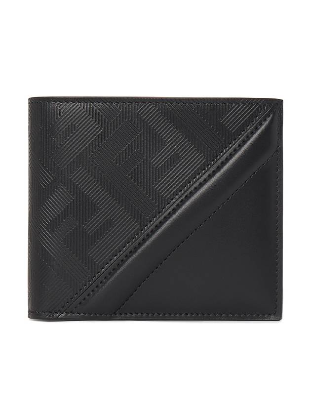 Shadow Diagonal Leather Half Wallet Black - FENDI - BALAAN 2